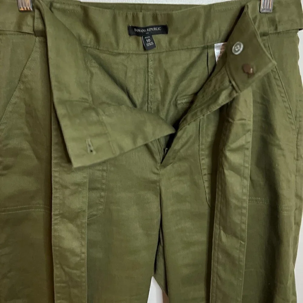 Banana Republic Olive Green Linen & Cotton Blend Pants Size 10P